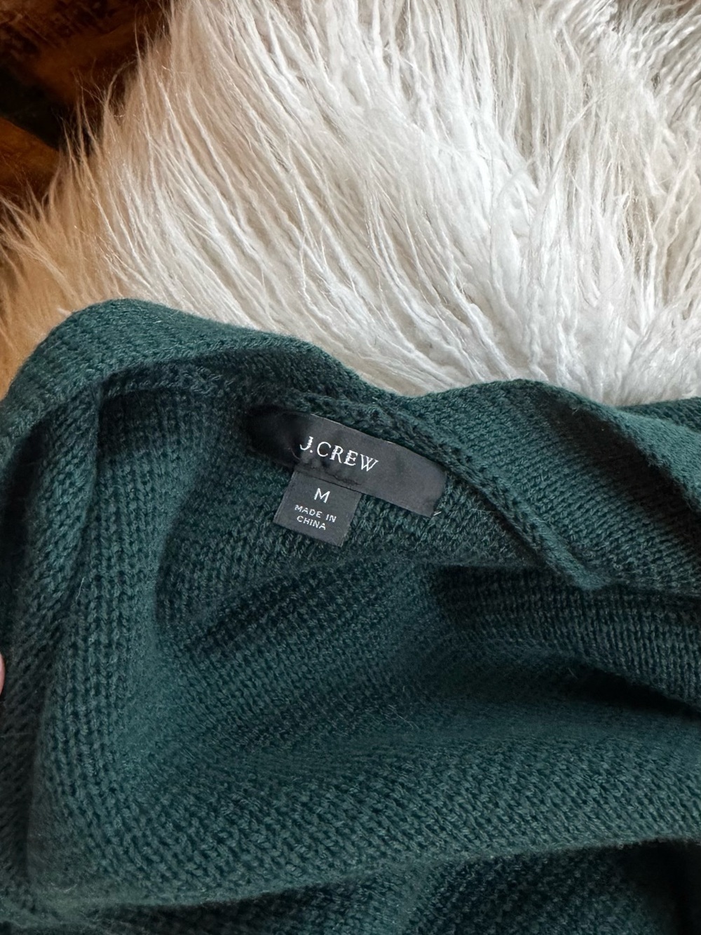 J. Crew Dark Green Open-Front Knit Cardigan with Pockets - Picture 4 of 4
